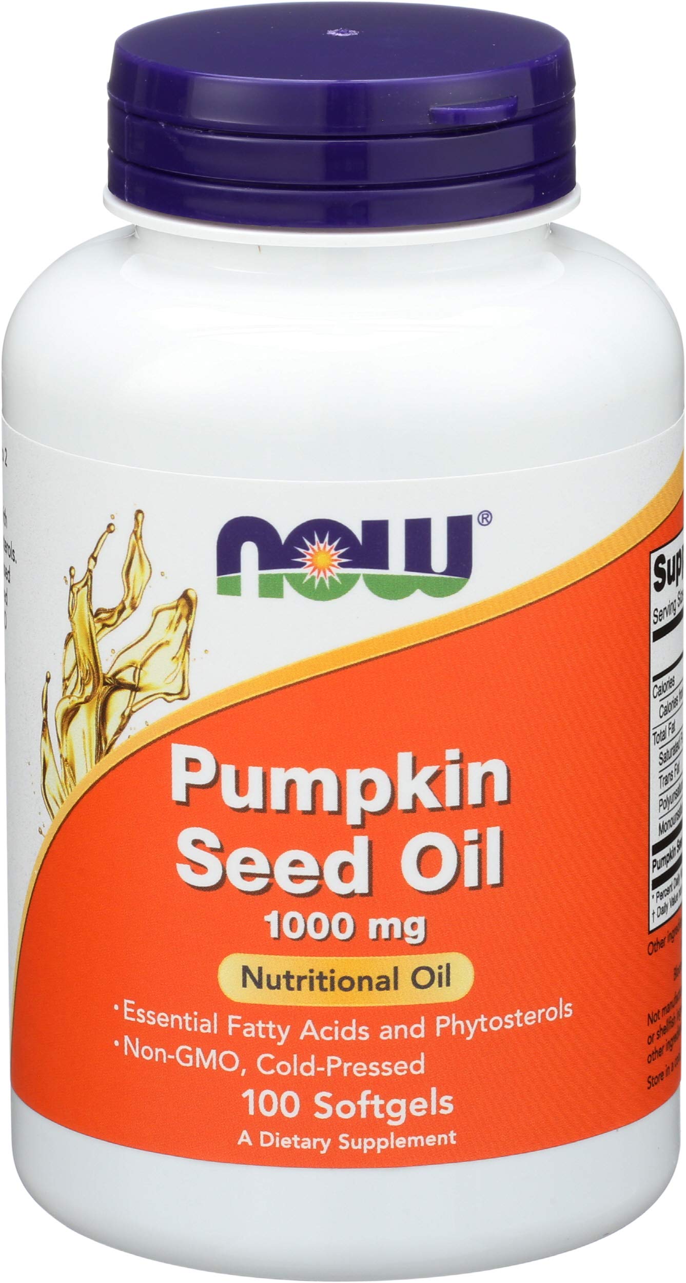 NOW Foods Pumpkin Seed Oil bottle with 1000 mg softgels for possible prostate support