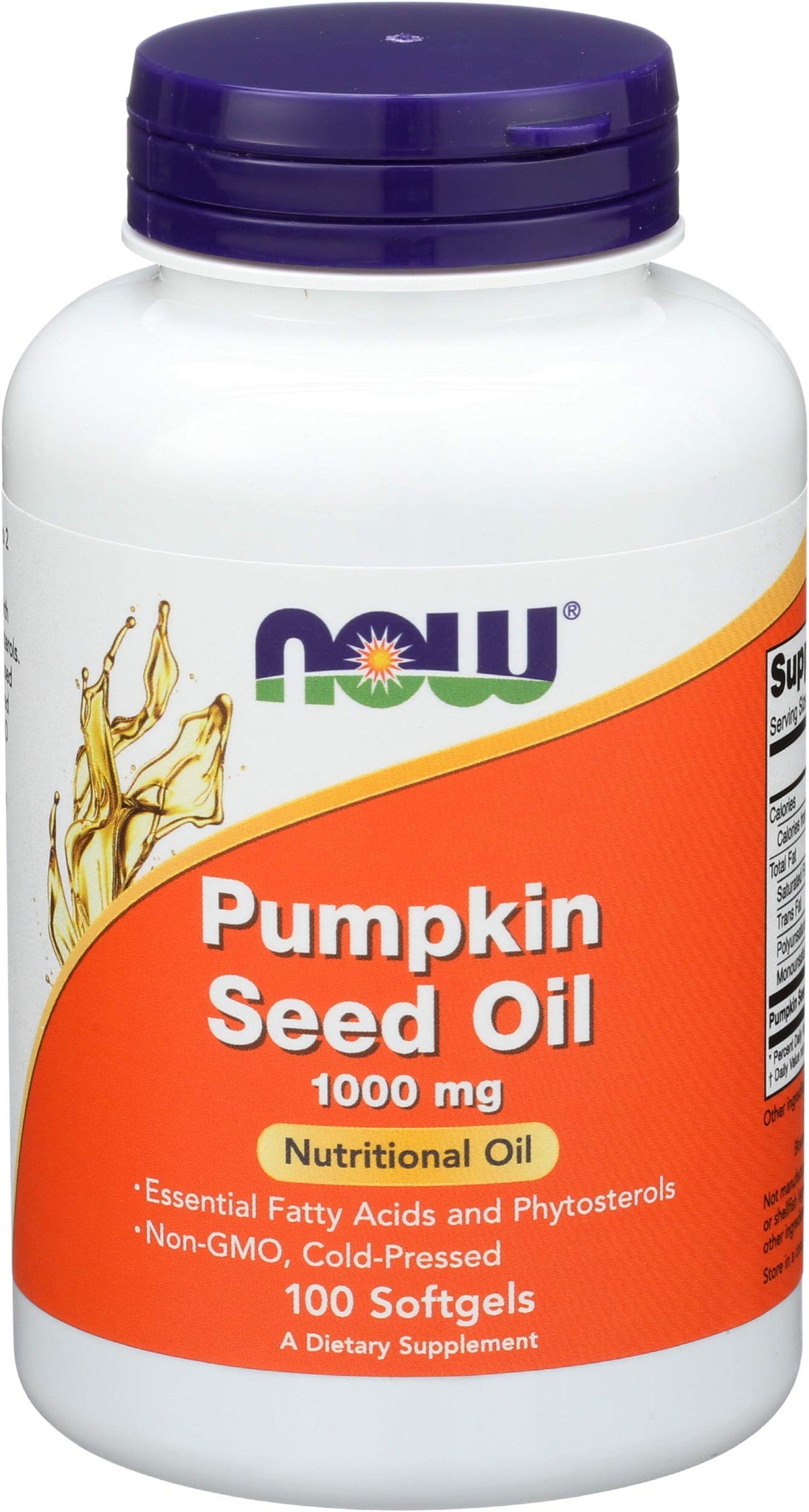 NOW Foods Pumpkin Seed Oil bottle with 1000 mg softgels for possible prostate support