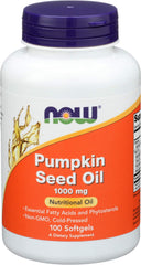 NOW Foods Pumpkin Seed Oil bottle with 1000 mg softgels for possible prostate support
