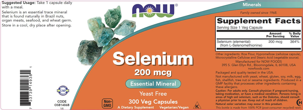 NOW Foods selenium bottle on desk with natural light signaling everyday wellness.