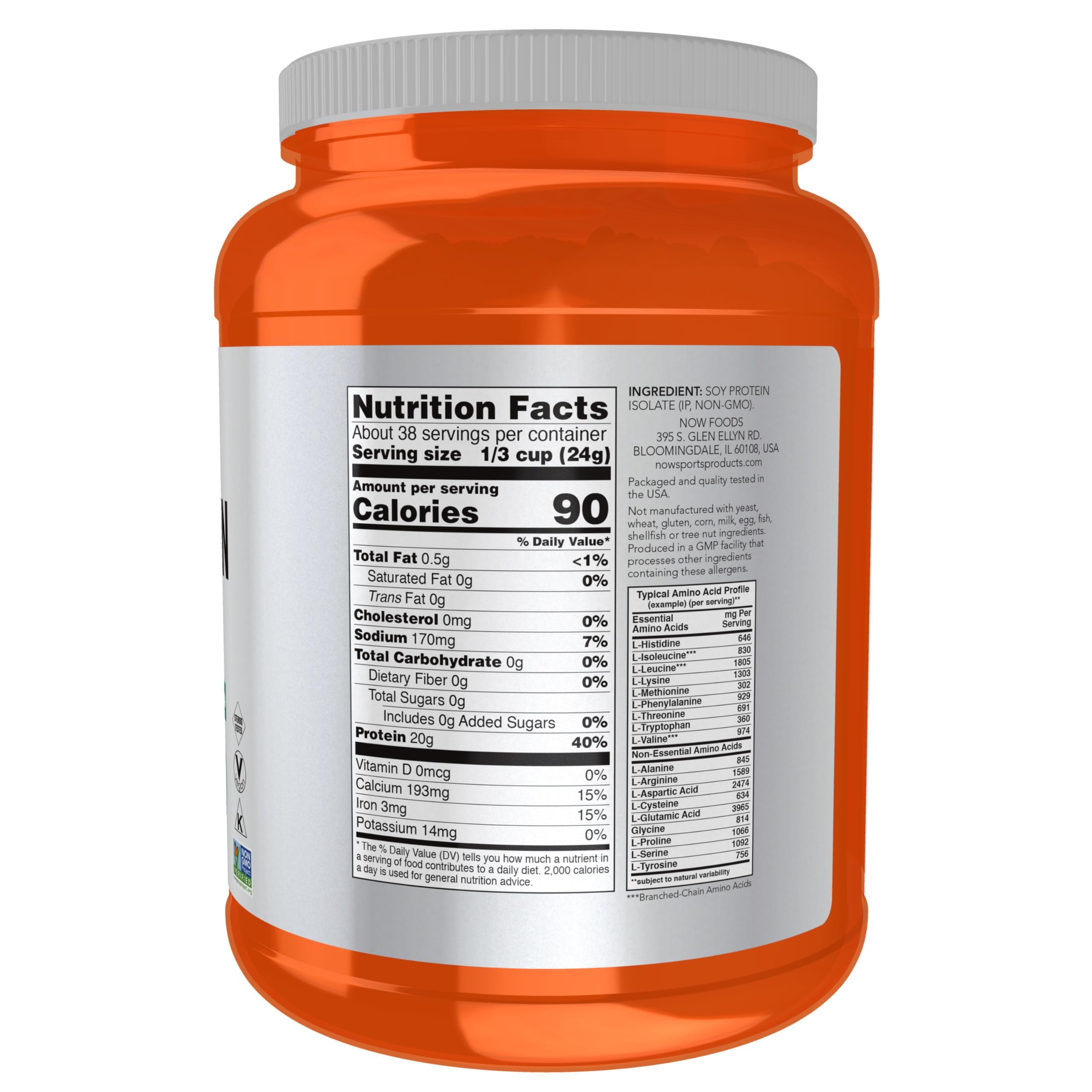 NOW Foods Soy Protein Isolate unflavored 2 lb blends easily into shakes and recipes.