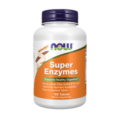 NOW Foods Super Enzymes bottle front with enzyme blend for digestion support