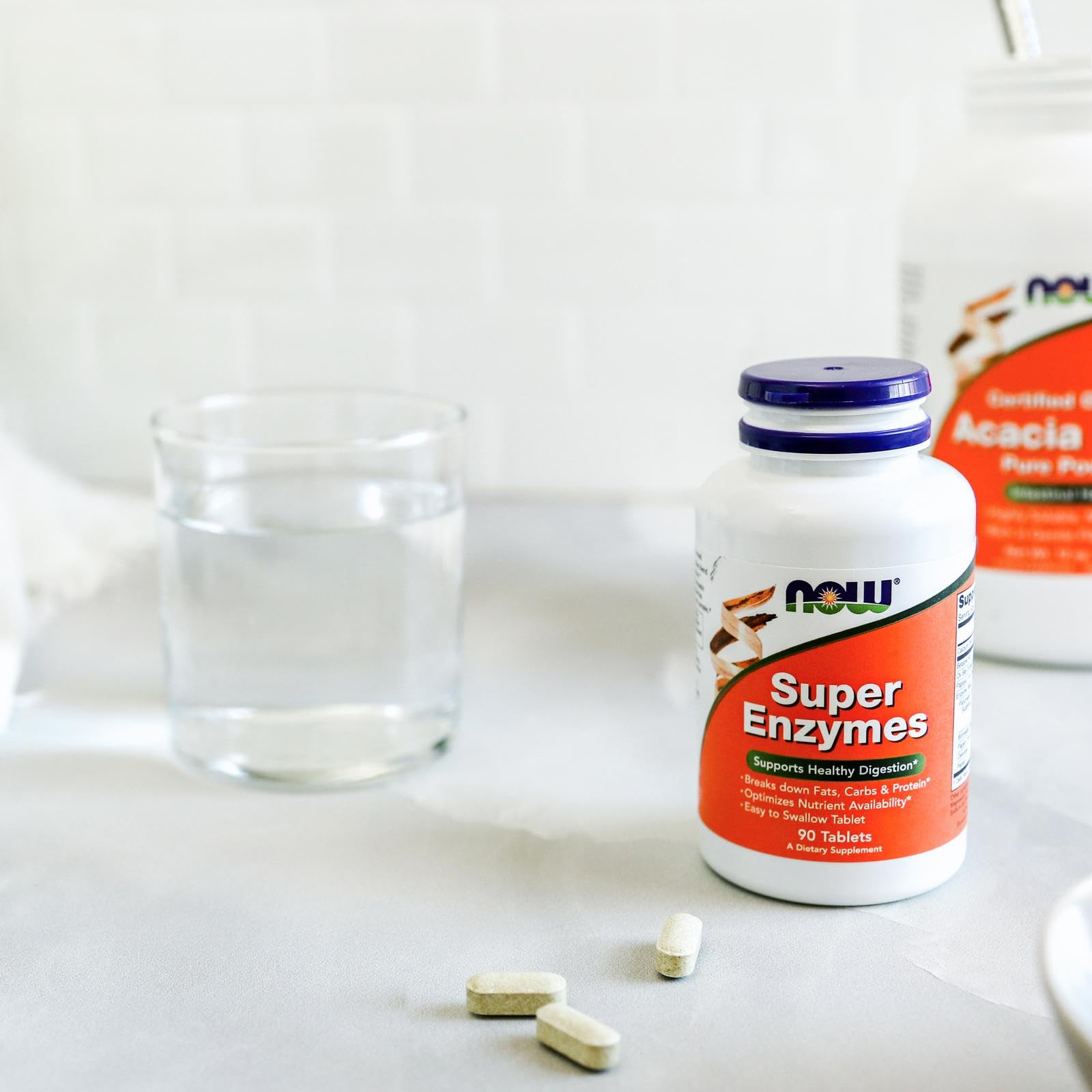 NOW Foods Super Enzymes dosage chart seen on bottle label