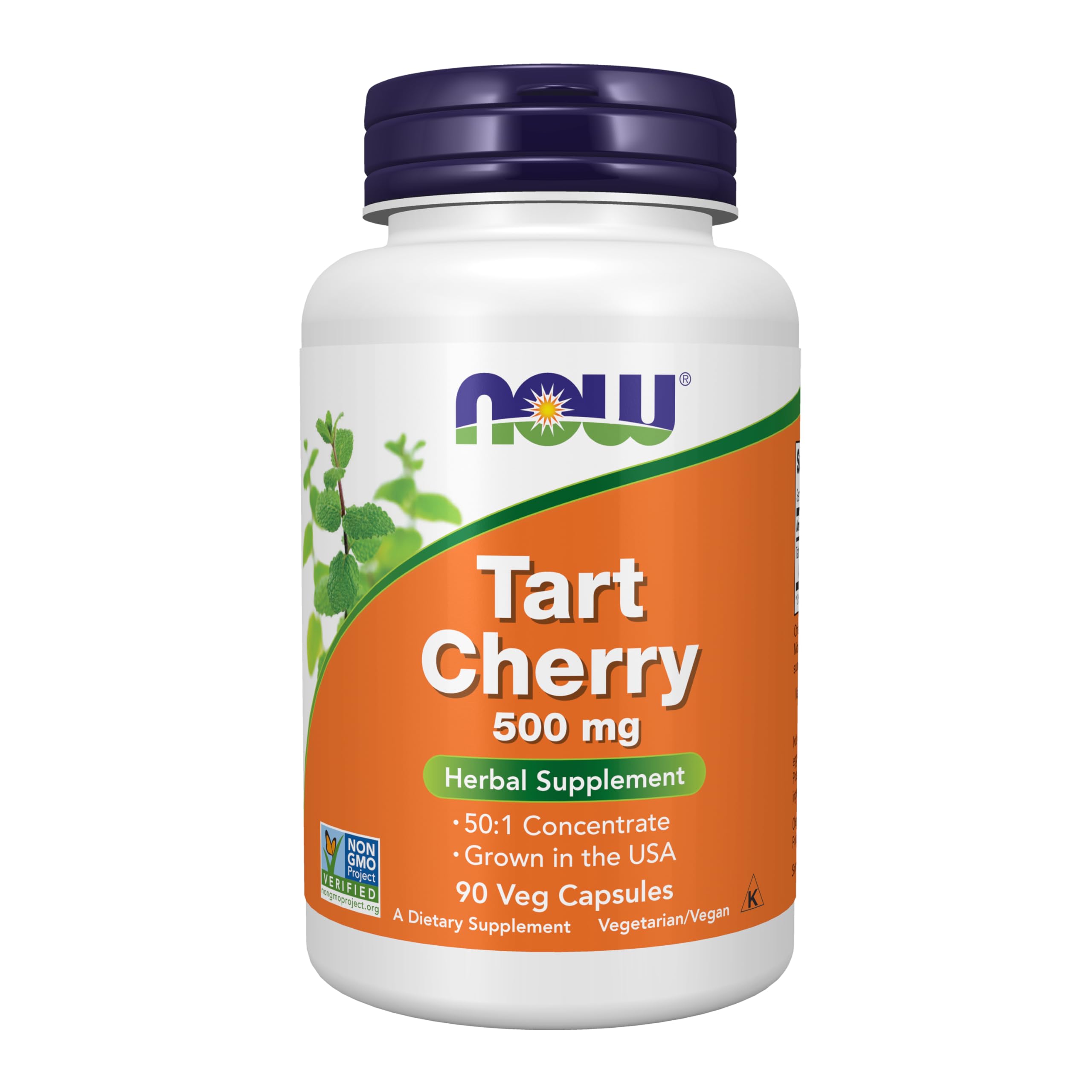 NOW Foods Tart Cherry 500 mg bottle with red capsules for daily use.