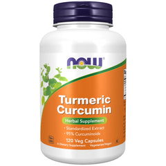 NOW Foods Turmeric Curcumin bottle front view supports daily antioxidant