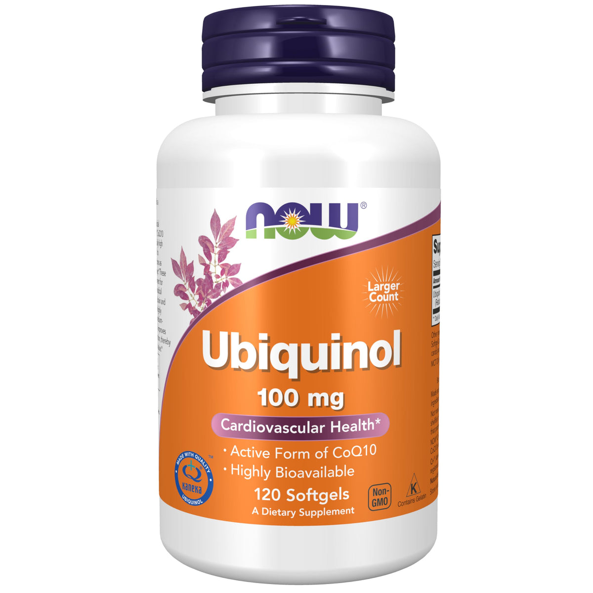 NOW Foods Ubiquinol 100 mg bottle with softgels for daily energy support
