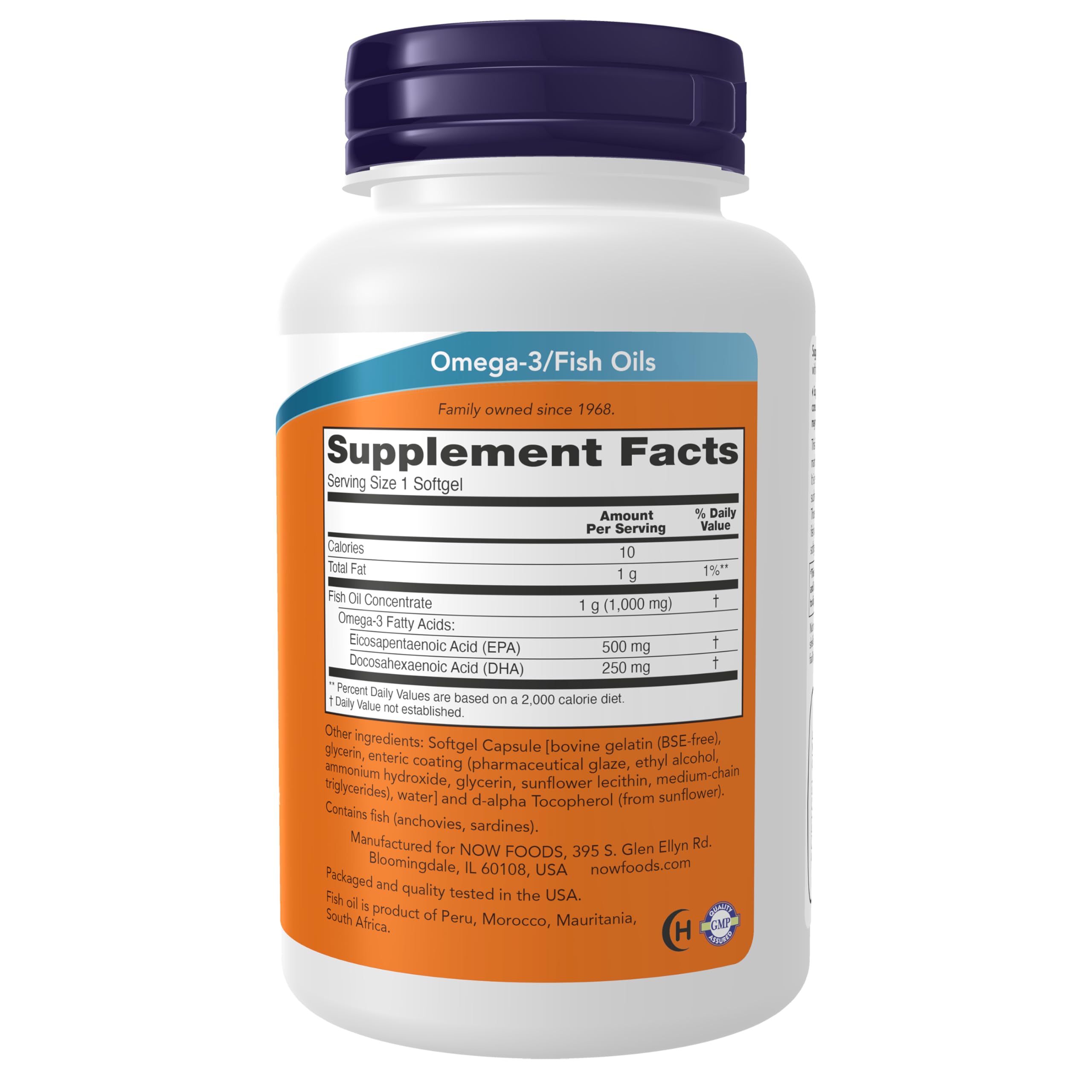 NOW Foods Ultra Omega-3 softgels closeup showing enteric coating for better digestion.