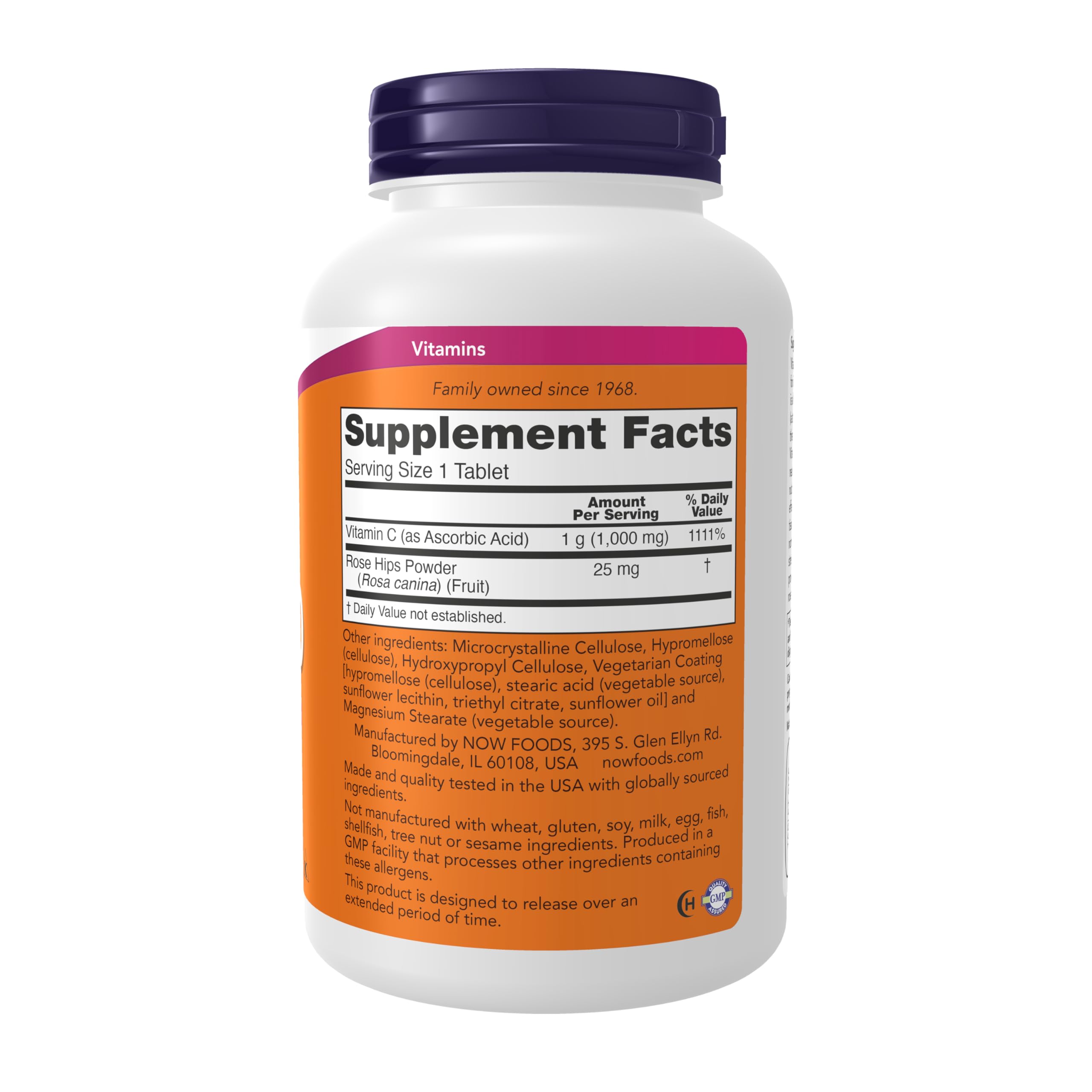 NOW Foods Vitamin C-1000 with Rose Hips tablets support daily immune health