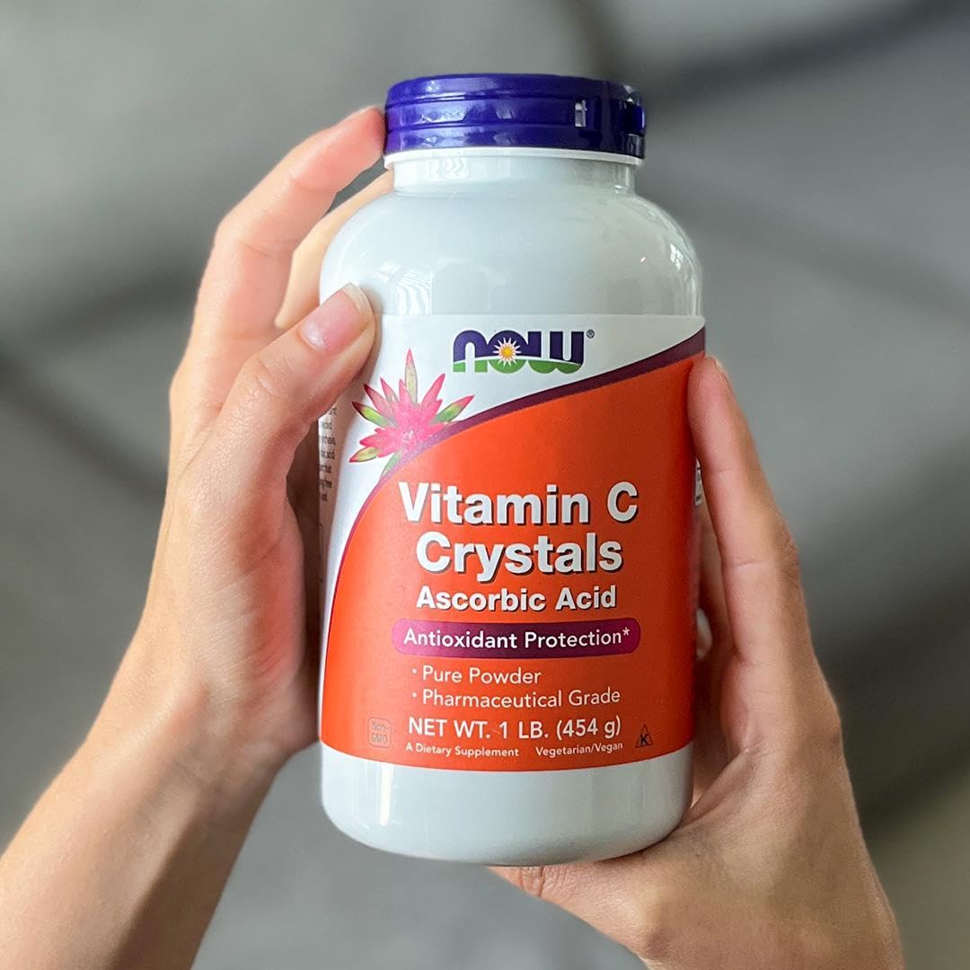 NOW Foods Vitamin C crystals bulk powder in container.