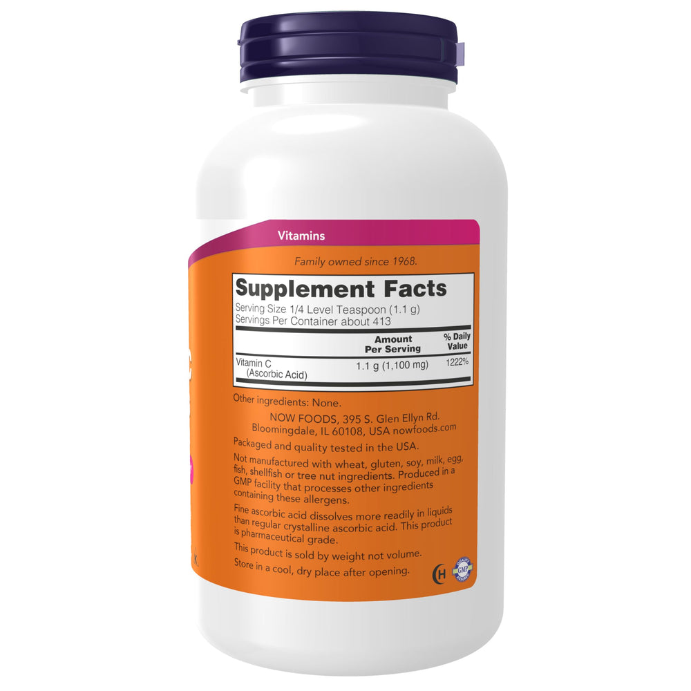 NOW Foods Vitamin C crystals dissolving easily in water.