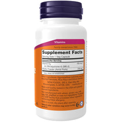 NOW Foods Vitamin K-2 MK-4 capsules closeup highlighting the softgel form for bone health.