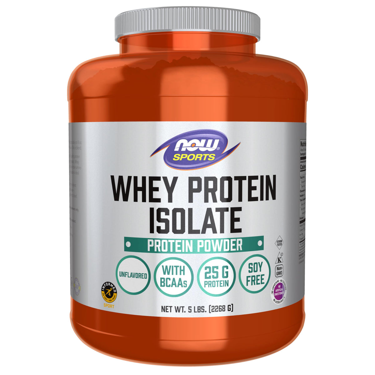 NOW Foods Whey Protein Isolate unflavored powder being scooped for quick protein