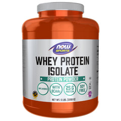 NOW Foods Whey Protein Isolate unflavored powder being scooped for quick protein