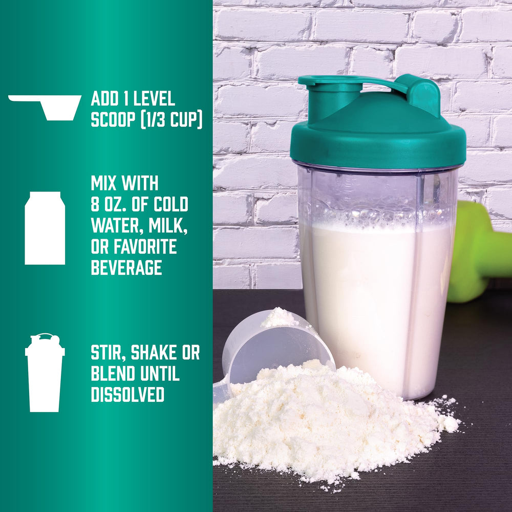 NOW Foods Whey Protein Isolate vanilla serving scoop illustrating convenient daily protein