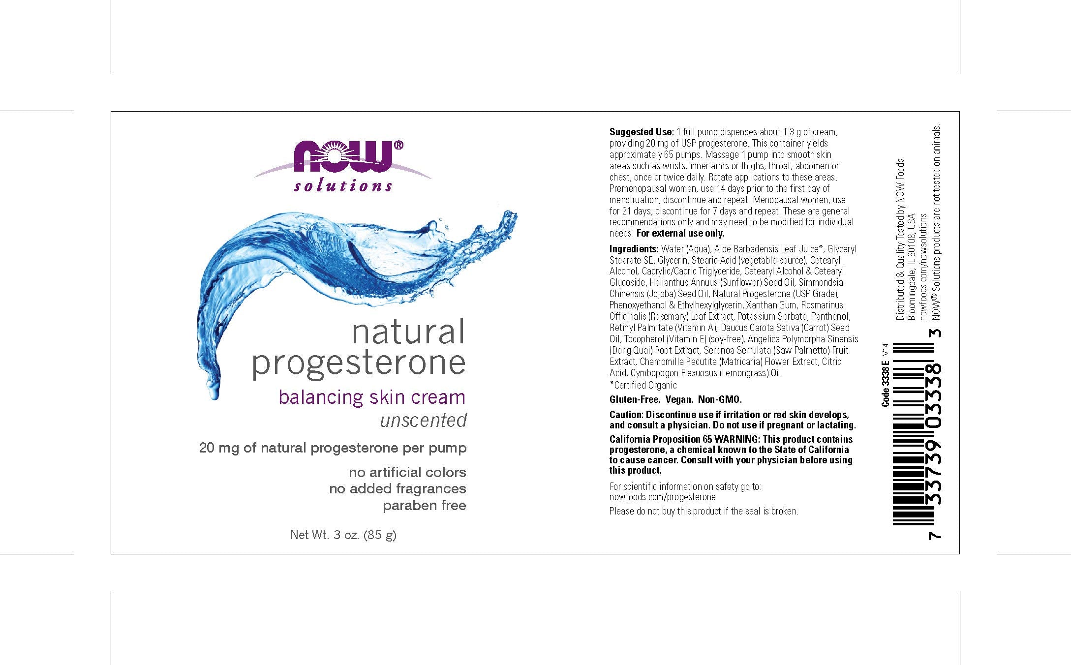 Now Foods Wild Yam Extract cream pump for skin hydration and wellness support.