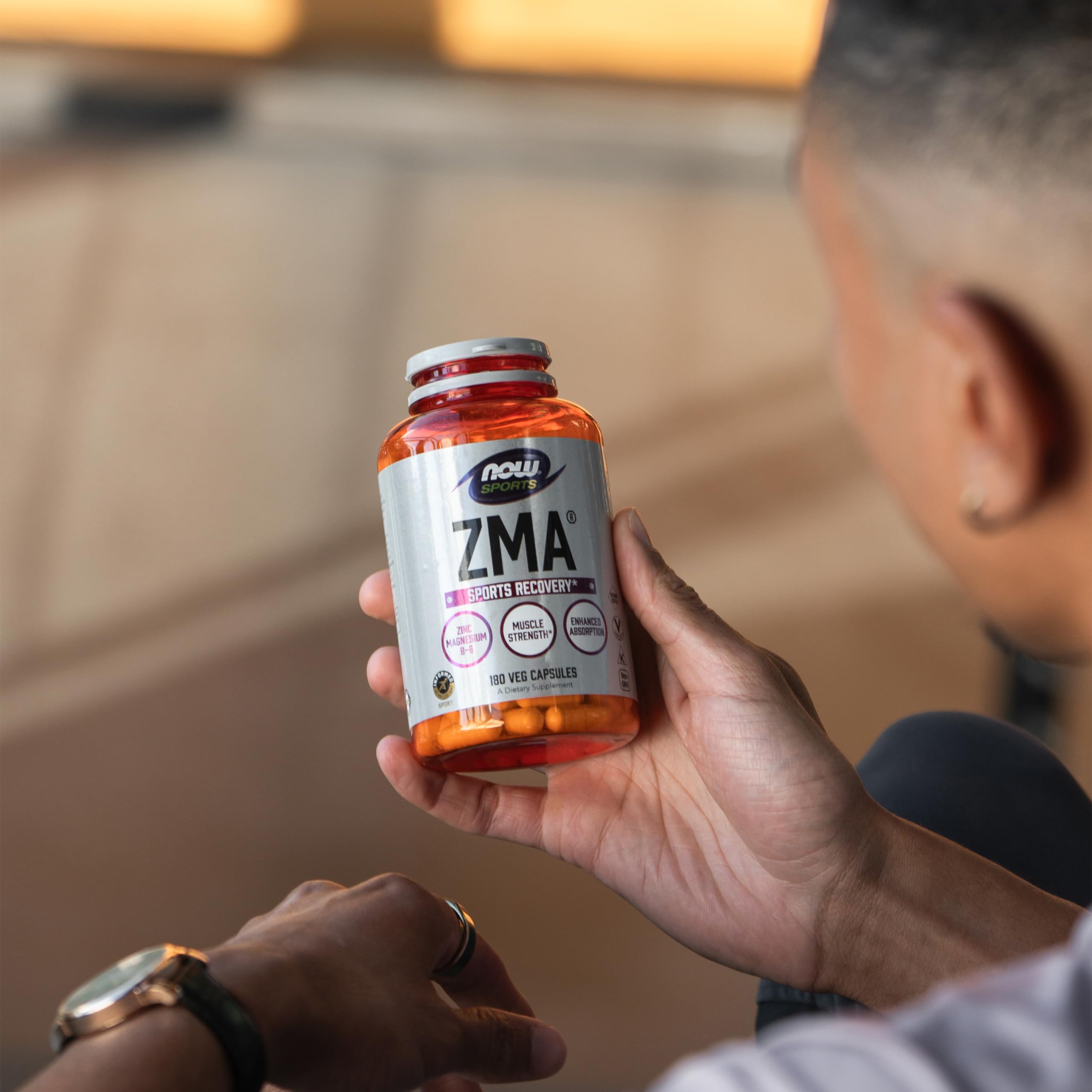 NOW Foods ZMA packaging note highlights heat exposure caution.