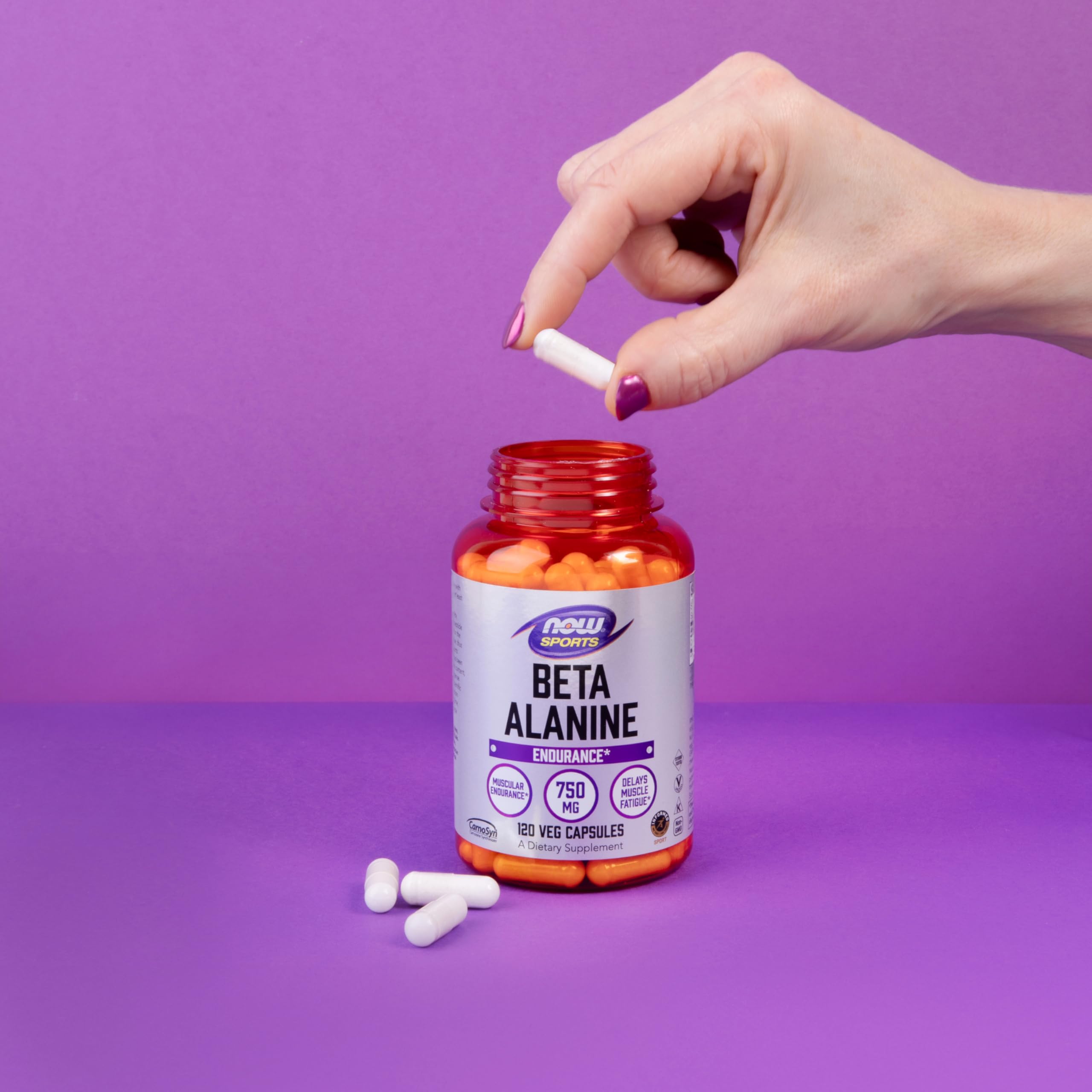 NOW Sports Beta-Alanine vegan capsules ideal for high-intensity training.