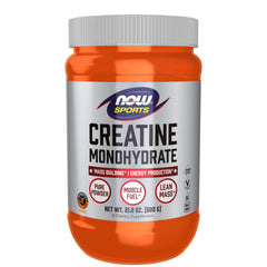 NOW Sports Creatine Monohydrate powder bottle showcases pure energy support for workouts.