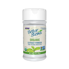 NOW Foods Better Stevia bottle for zero-calorie sweetness in beverages.