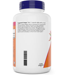 NOW Foods Biotin 10,000 mcg label emphasizes vegan, non-GMO quality.