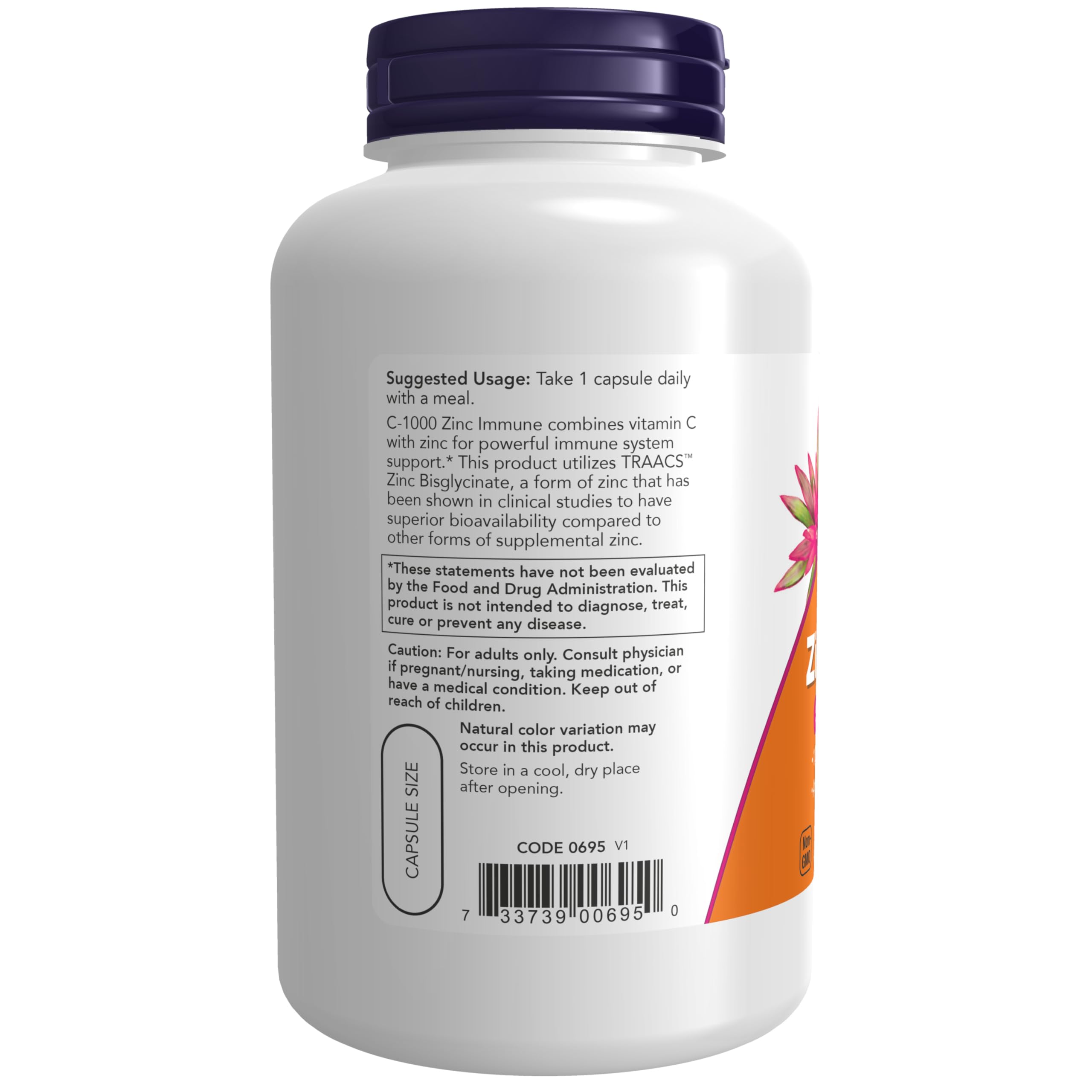 NOW Foods C-1000 Zinc Immune capsules ready for daily intake with meals.