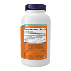 NOW Foods calcium magnesium tablets close-up shows high potency formula.