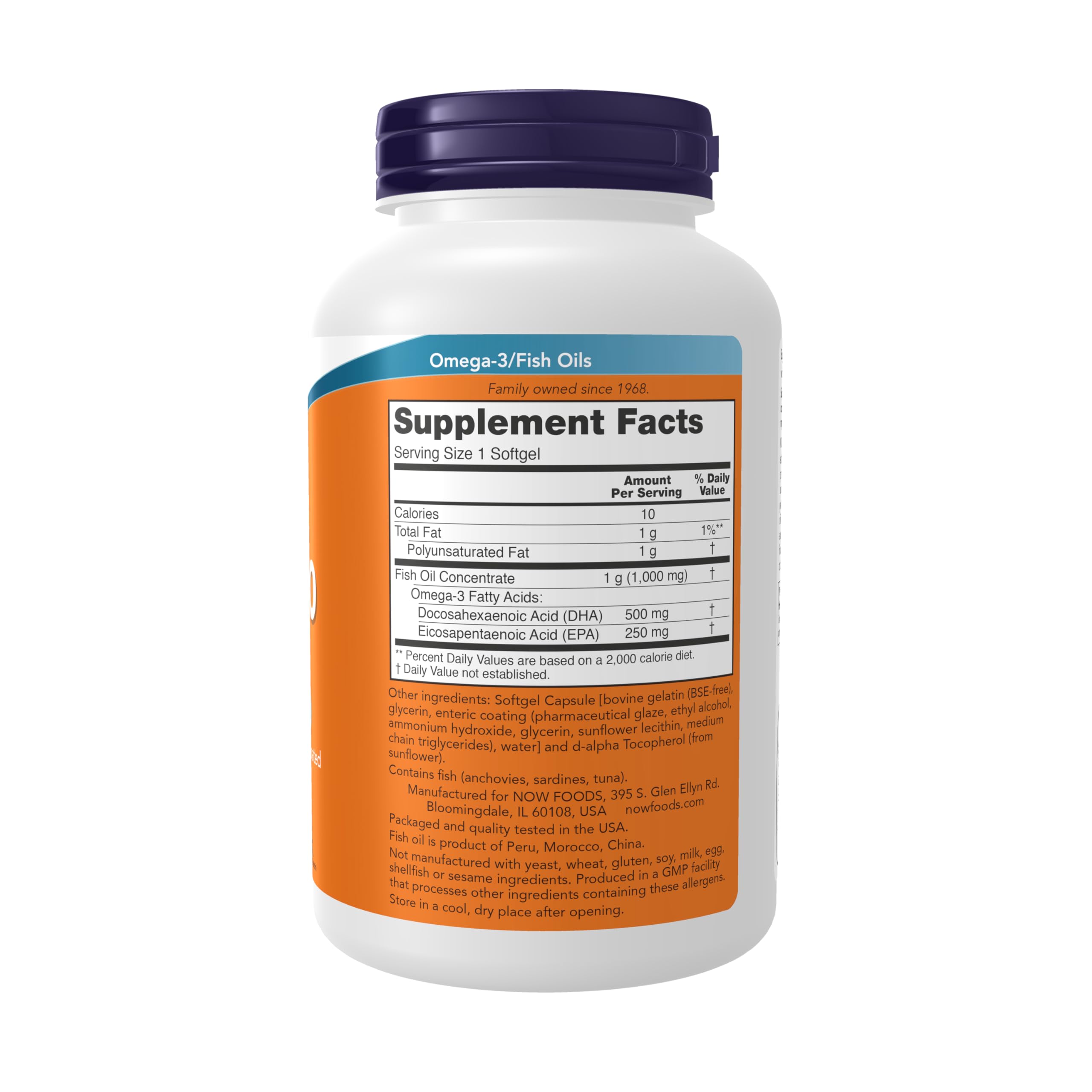 Closeup of NOW Foods DHA-500 softgels showing uniform size