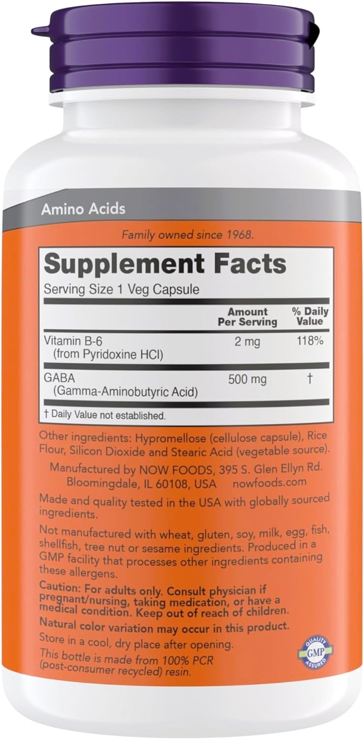 NOW Foods GABA capsules on desk ready for daily stress support
