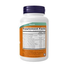 NOW Foods Full Spectrum Mineral Caps capsules close-up emphasizing iron-free formula and calcium-magnesium balance