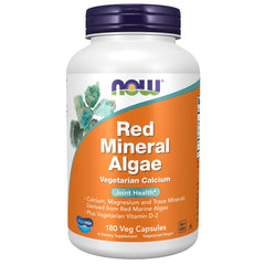NOW Foods Red Mineral Algae bottle highlights Aquamin for potential bone support.