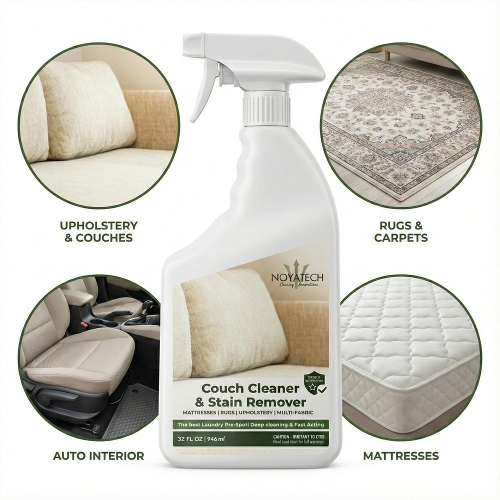 NOYATECH car interior cleaner tackles fabric stains during spills.