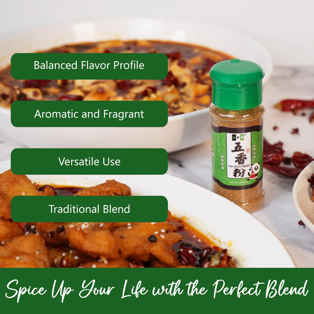 Front label of NPG spice blend highlighting natural ingredients.