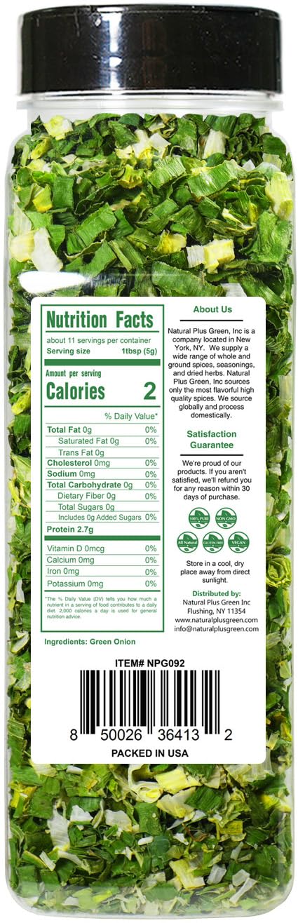 NPG Freeze Dried Green Onions shaker dispenses precise seasoning quickly.