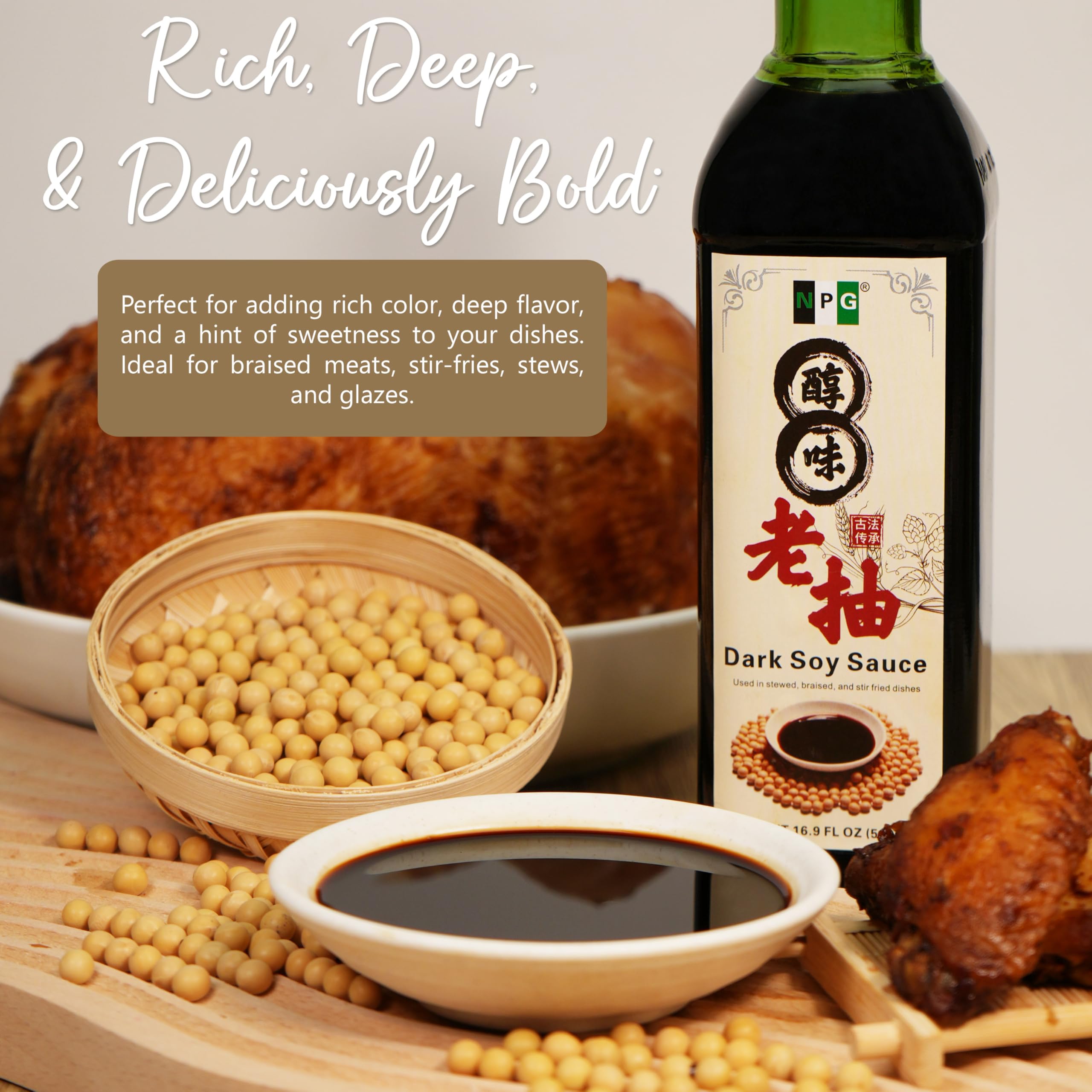Stir-fry moment with NPG Premium Dark Soy Sauce enhancing the dish.