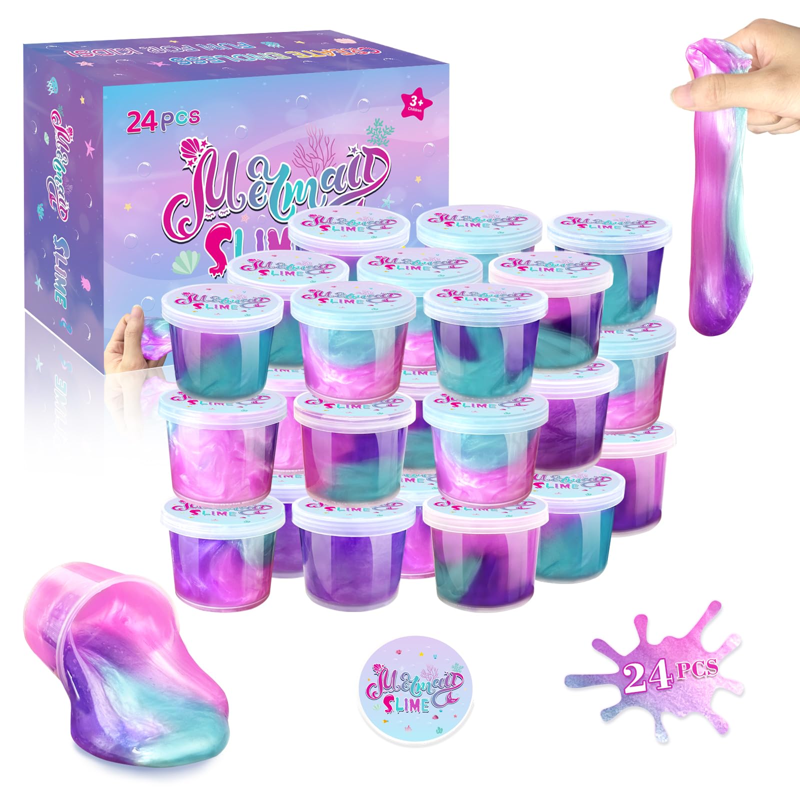 NPNE Mermaid slime pack cups purple for creative play and party favors