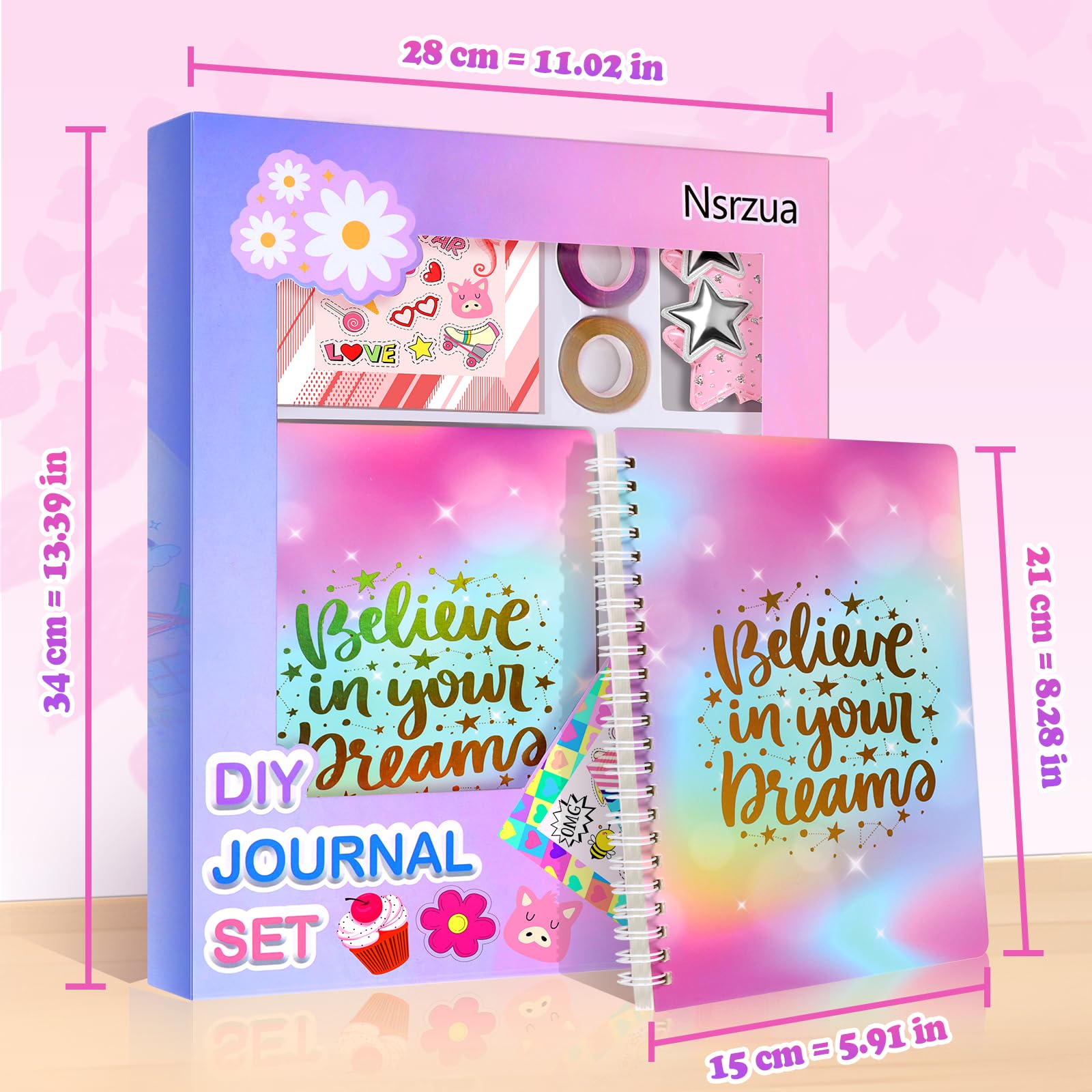 Nsrzua DIY Journal Kit finished scrapbook layout showcased as a gift.