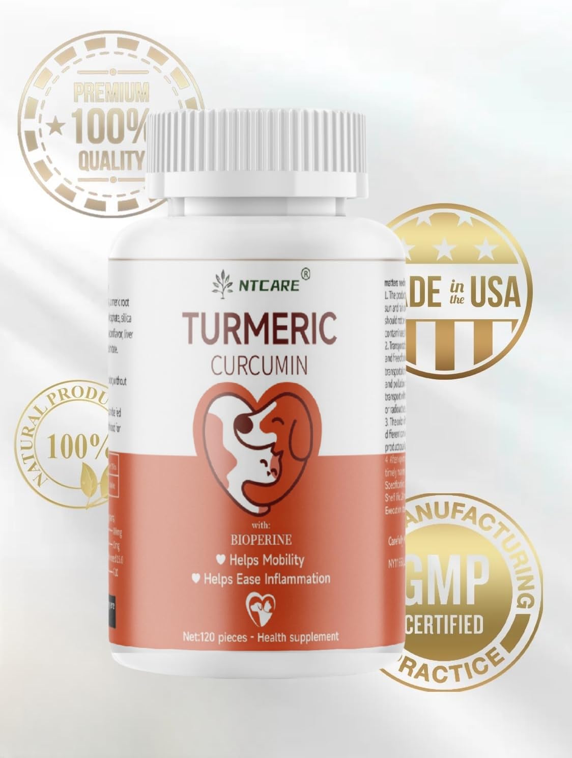 NTCARE Curcuma – Absorption améliorée grâce à BioPerine pour un effet optimal.