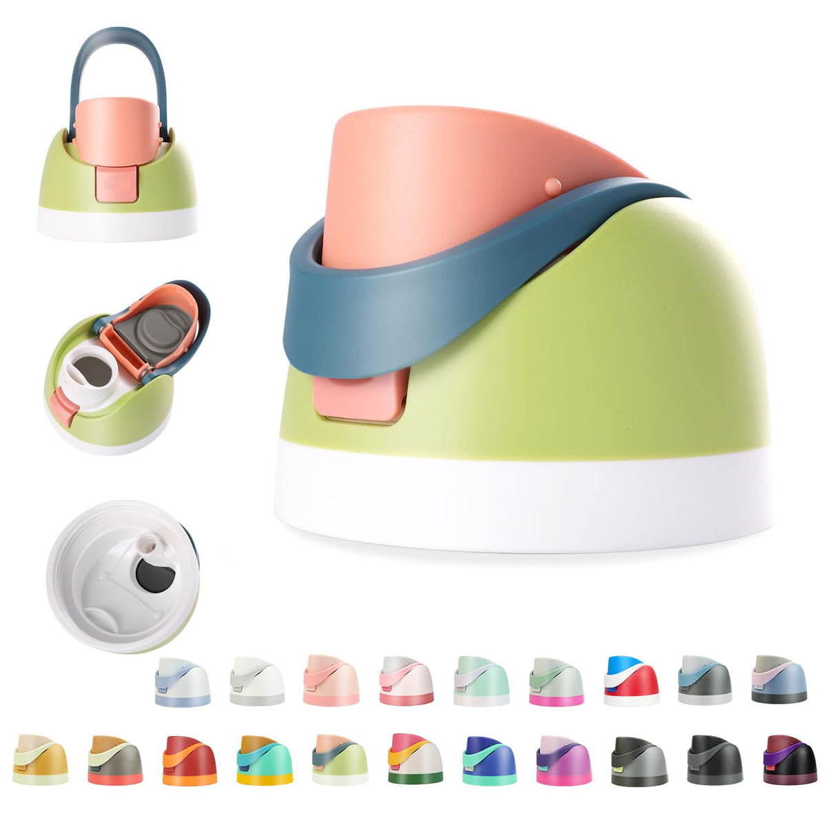 NTIERA Freesip lid in fruit green close-up showing secure seal for spill-free hydration.