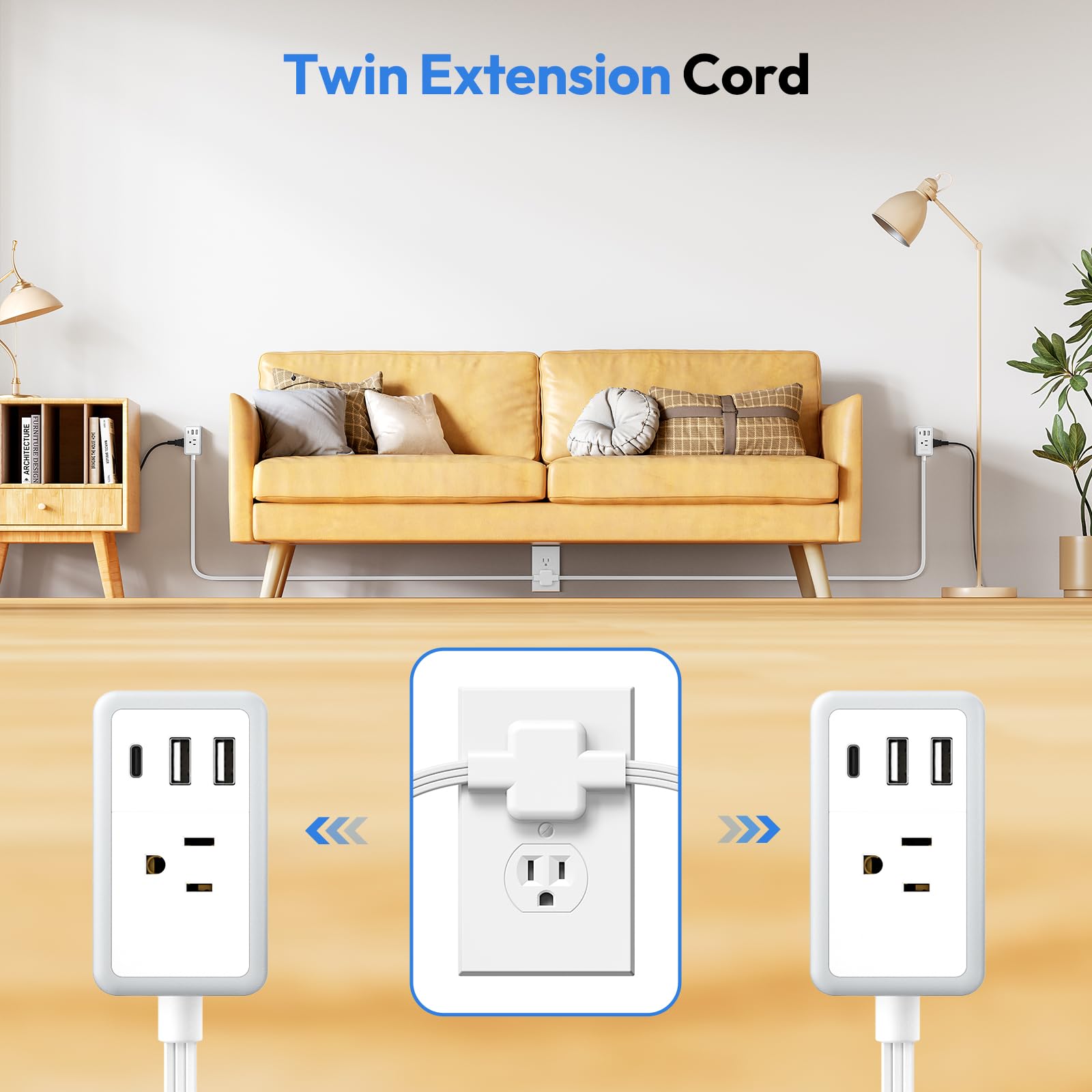 NTONPOWER 6-in-1 dual cord with USB-C and USB-A ports for charging.