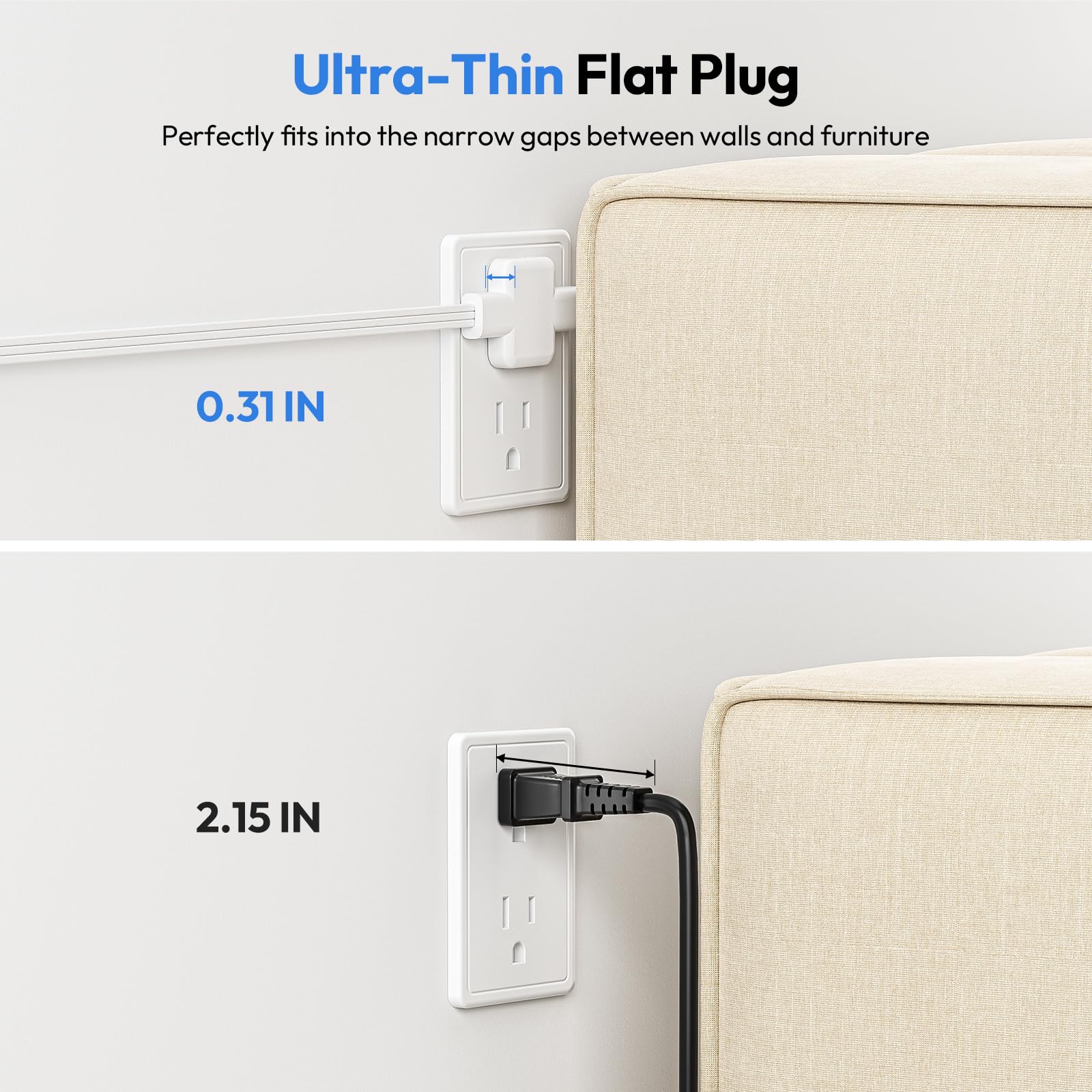 NTONPOWER compact three-sided design saves desk space and keeps cords tidy.