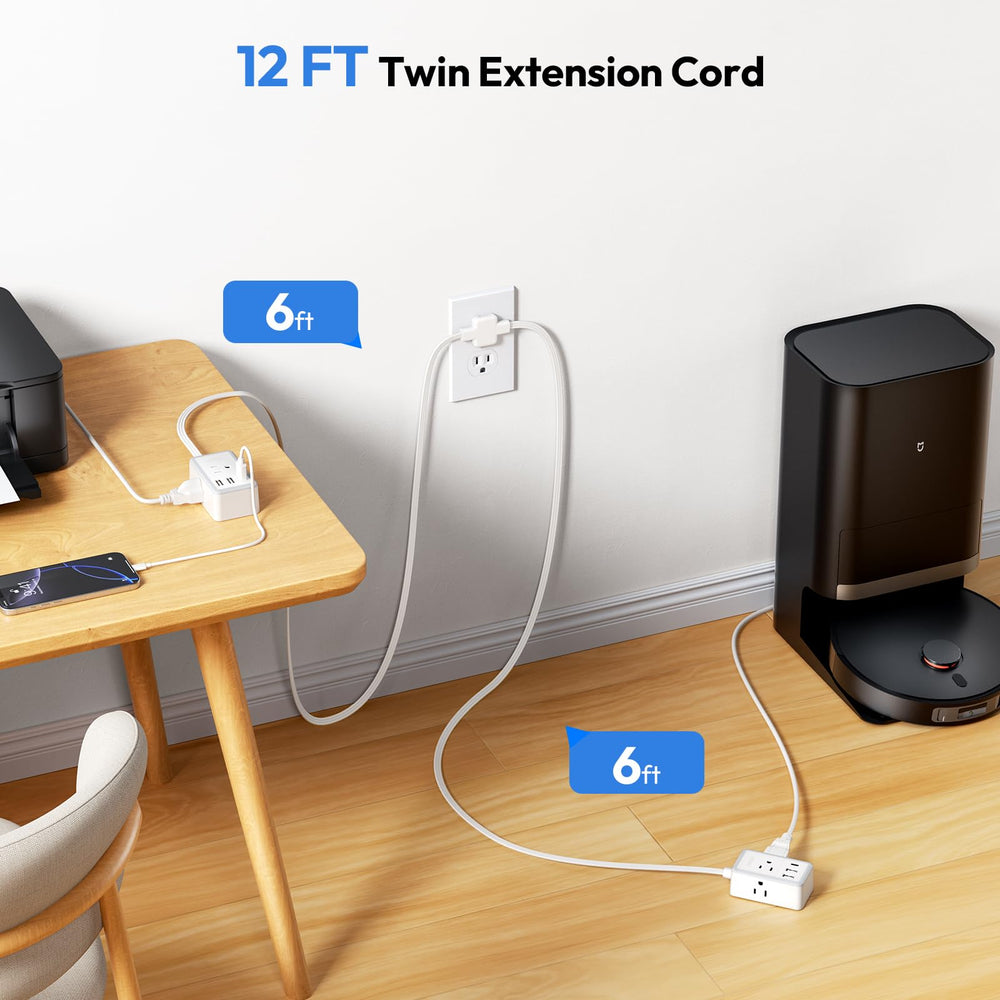 NTONPOWER flat plug design hidden behind furniture to manage cables neatly.