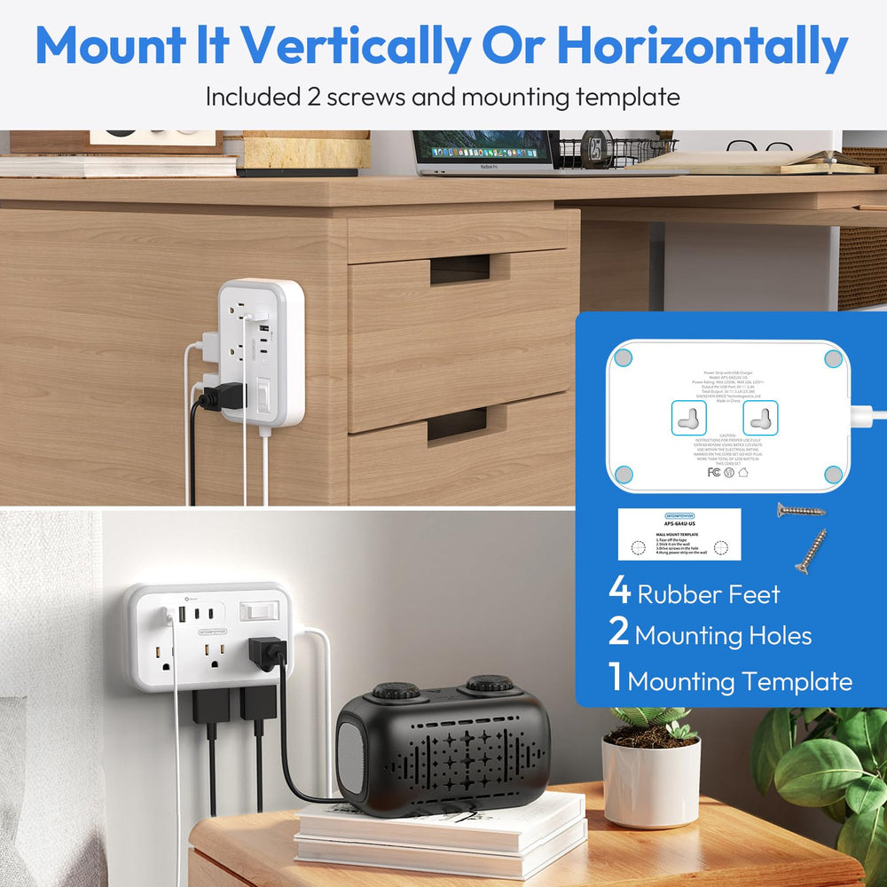 NTONPOWER two mounting holes enable horizontal or vertical wall mounting.