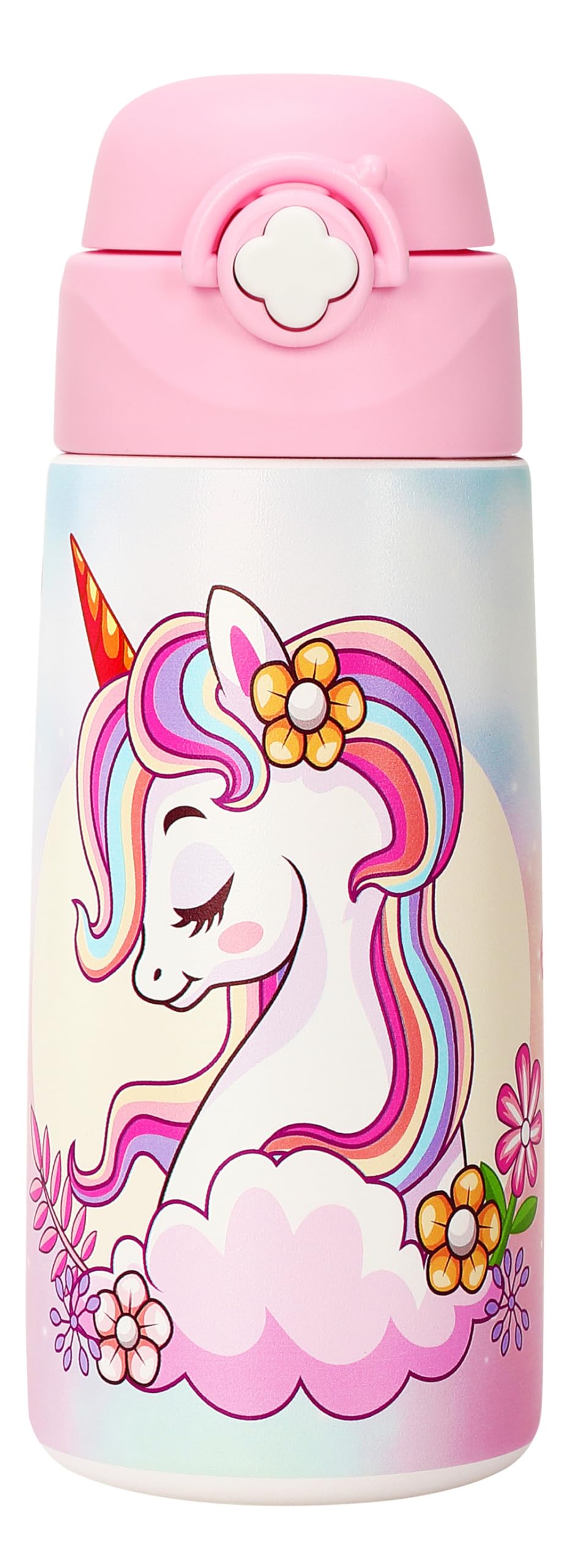 Ntswasd girls insulated bottle with covered pop-up straw for kid hydration on the go
