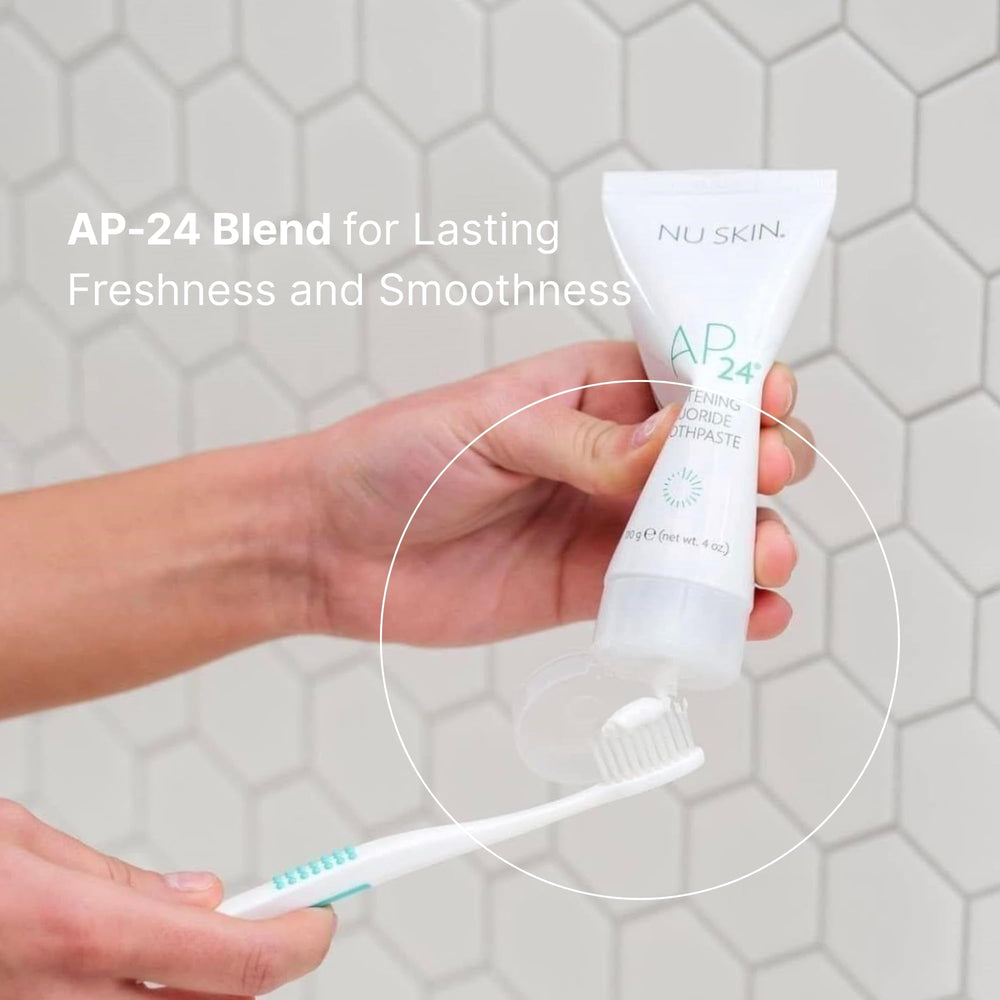 Diagram of plaque prevention with AP24 toothpaste during daily brushing.