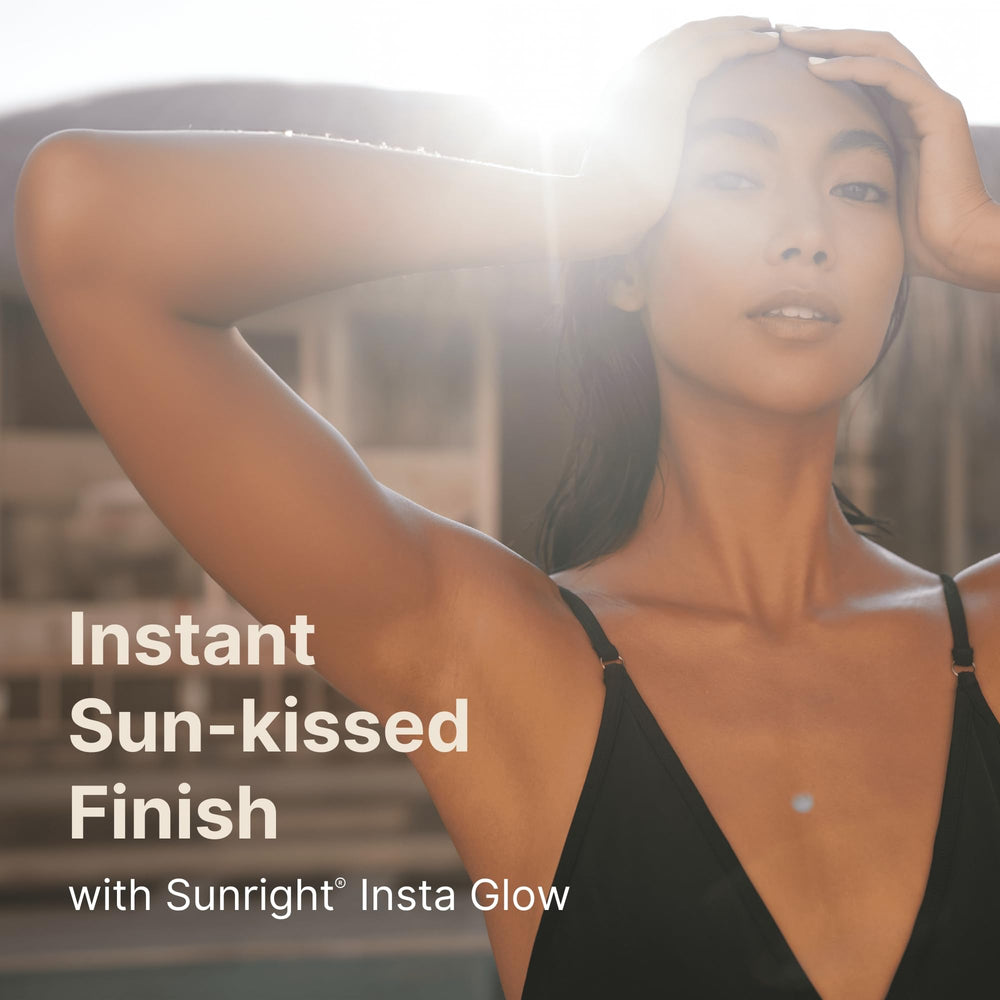 Nu Skin Sunright Body application illustrates even spread on arms and legs