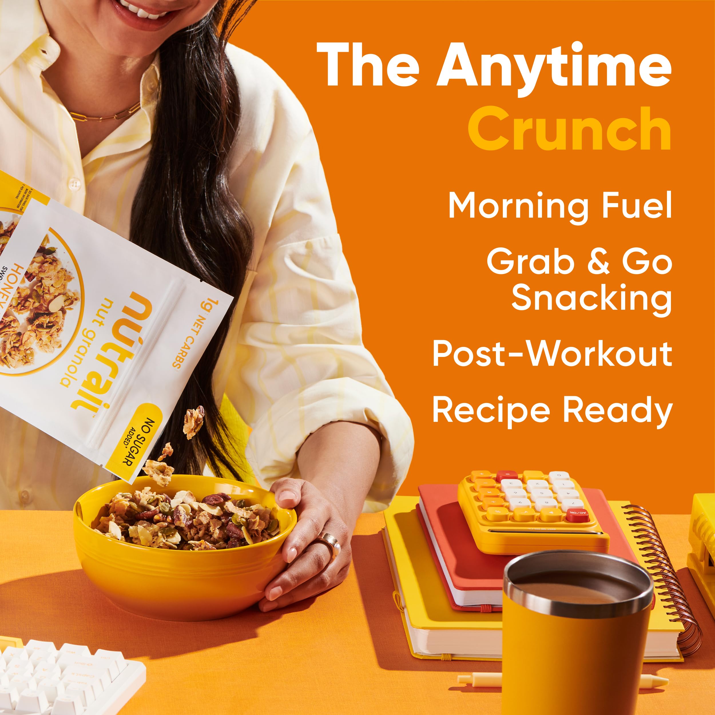 NuTrail Honey Nut Granola morning routine for quick nourishment.