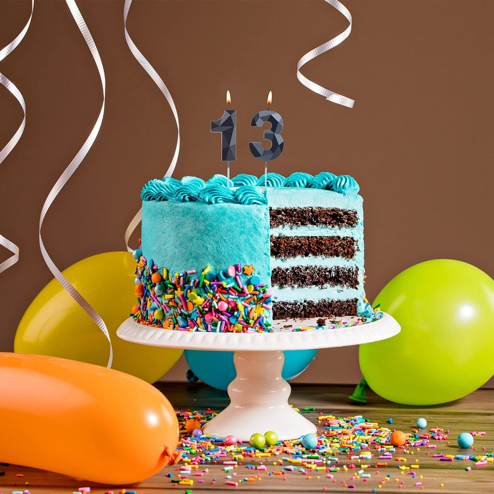 Nuanchu 13th birthday cake decor with 3D diamond details under lighting.