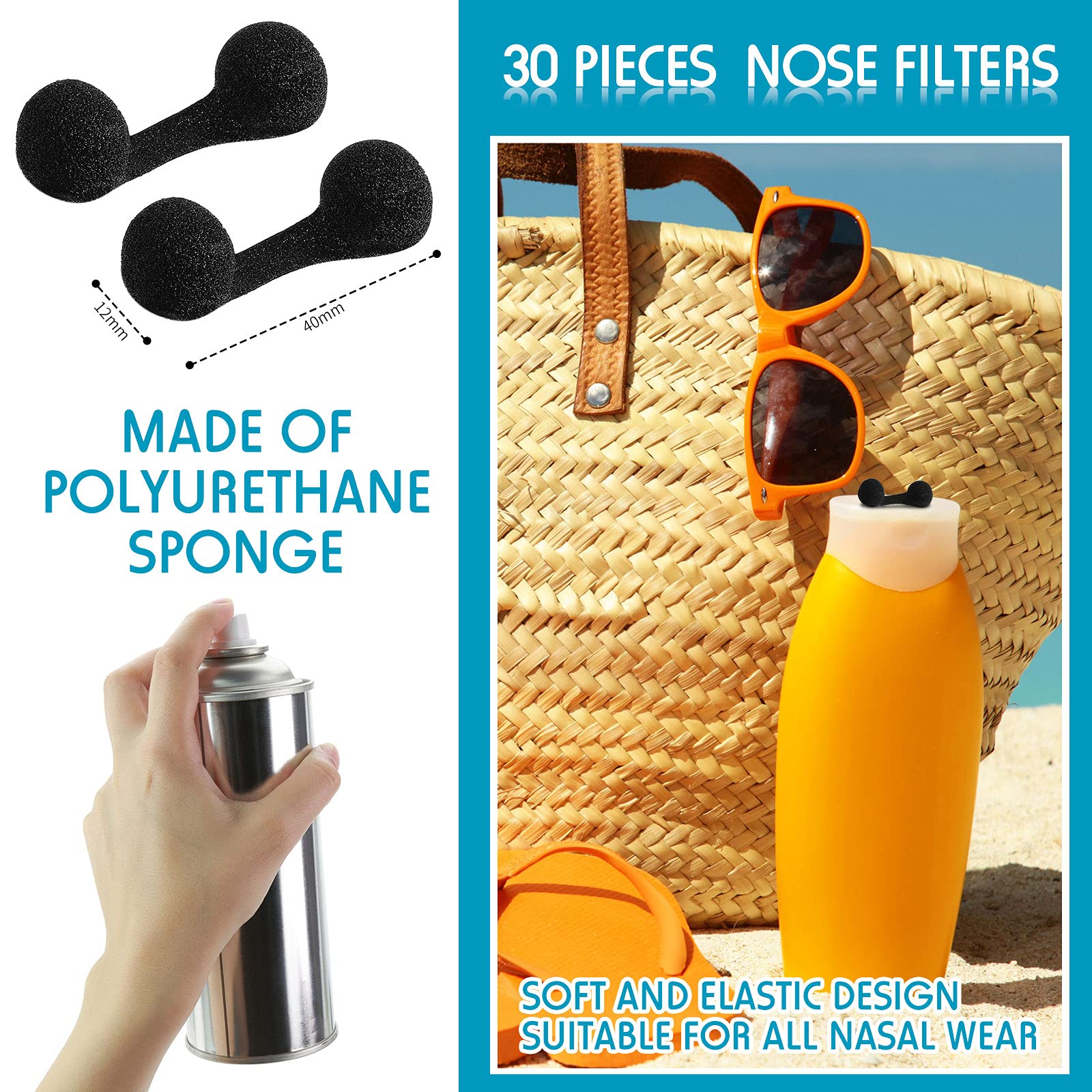 Soft sponge nose filter by Nuanchu offers comfortable all-day wear.