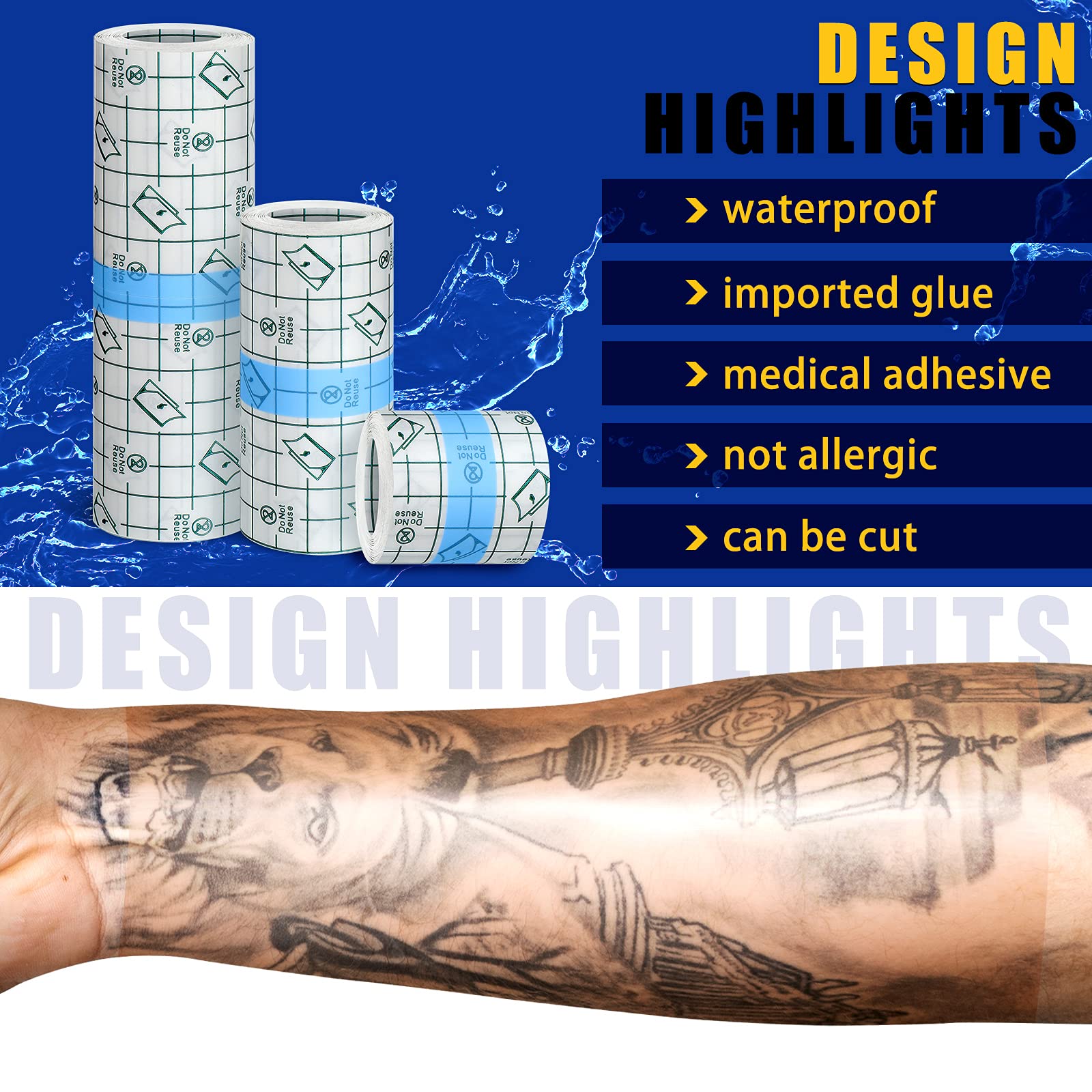 Nuanchu tattoo bandage three-layer design delivers secure, long-lasting adhesion.