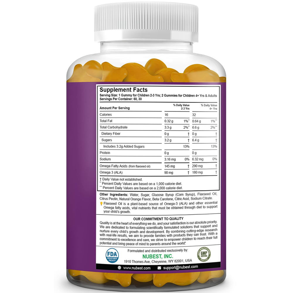 Vegan NuBest Omega-3 Gummies with no fish taste.